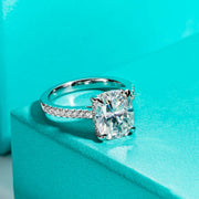 5CT Cushion Cut D Color Moissanite Engagement Ring.