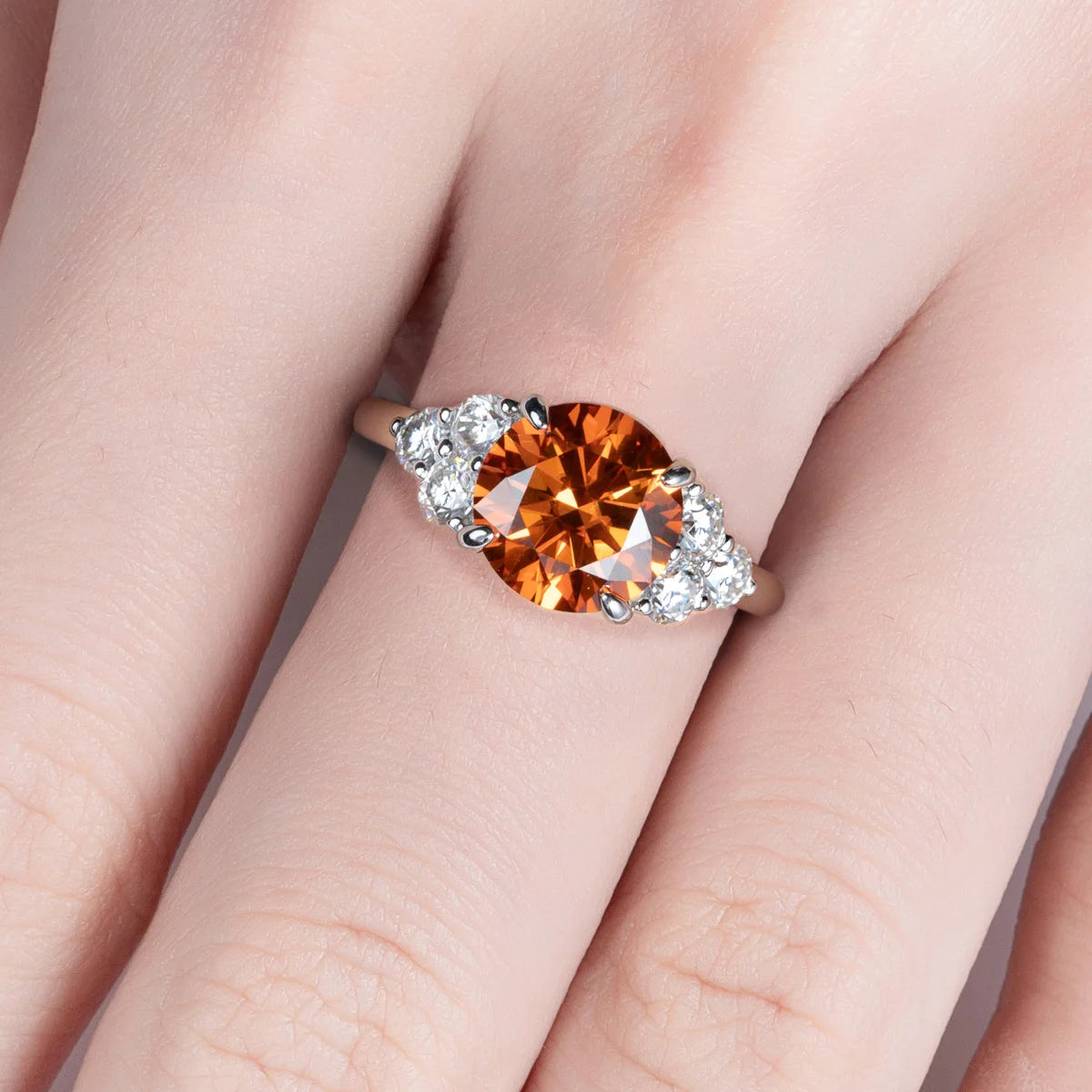 3 CT Red-Orange Moissanite Engagement Ring