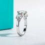 5CT D Color Moissanite Three Stone Engagement Ring.