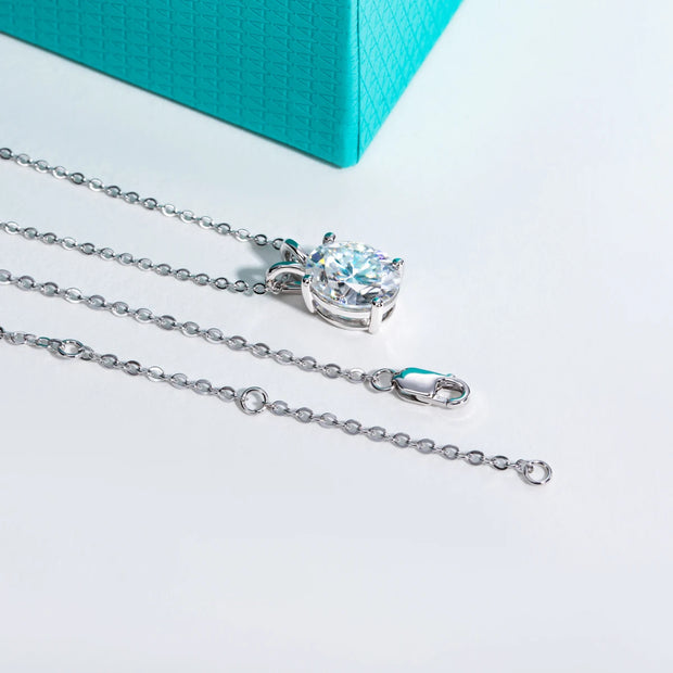 VVS1 D Color Oval Cut Moissanite Pendant Necklace