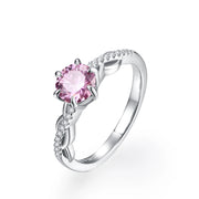 1CT D Color Round Cut Pink Moissanite Ring | S925.