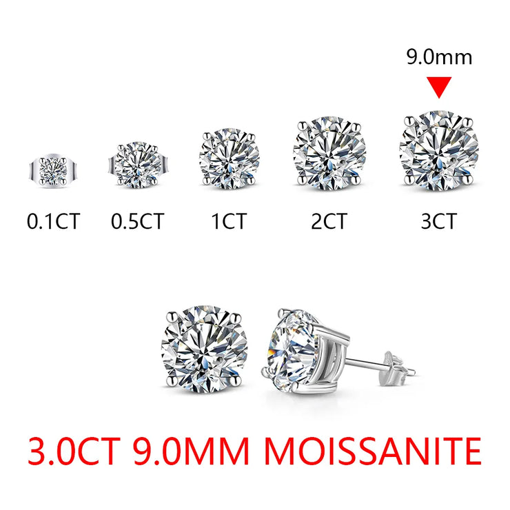 2 Carat VVS1 D Color Stud Earrings | 925 Sterling Silver.