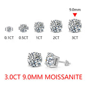 1.0CT-3.0CT VVS1 D Color Moissanite Stud Earrings.