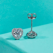 1cttw D Color Moissanite Heart Stud Earrings.