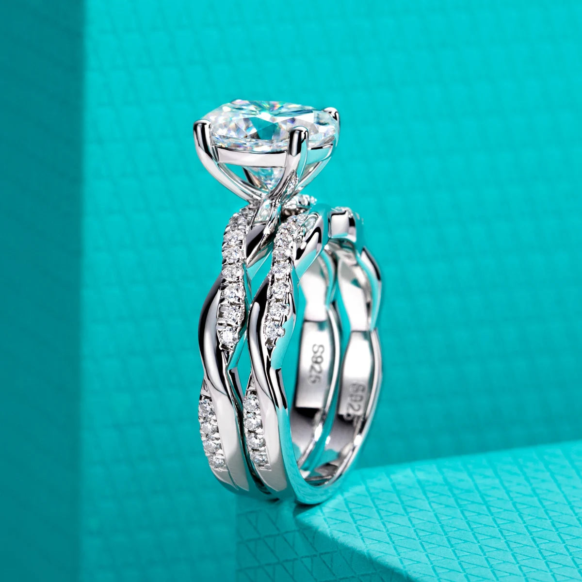 3 CT Oval Cut Moissanite Infinity Bridal Ring Set