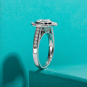 GK Moissanites 3ct D Color Moissanite Halo Engagement Wedding Ring