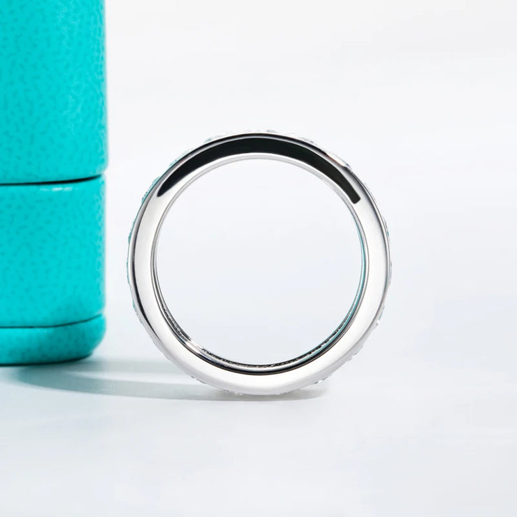 GK Moissanites 4mm Moissanite Wedding Band Ring S925 Sterling Silver Eternity Ring