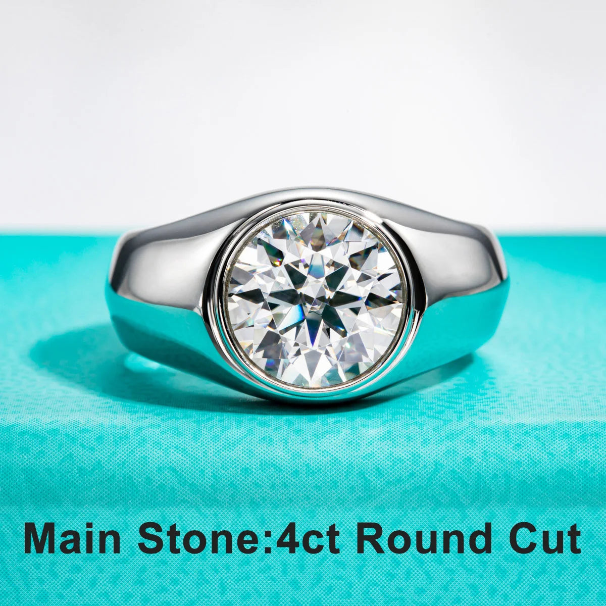 4 CT D Color Moissanite Men's Ring