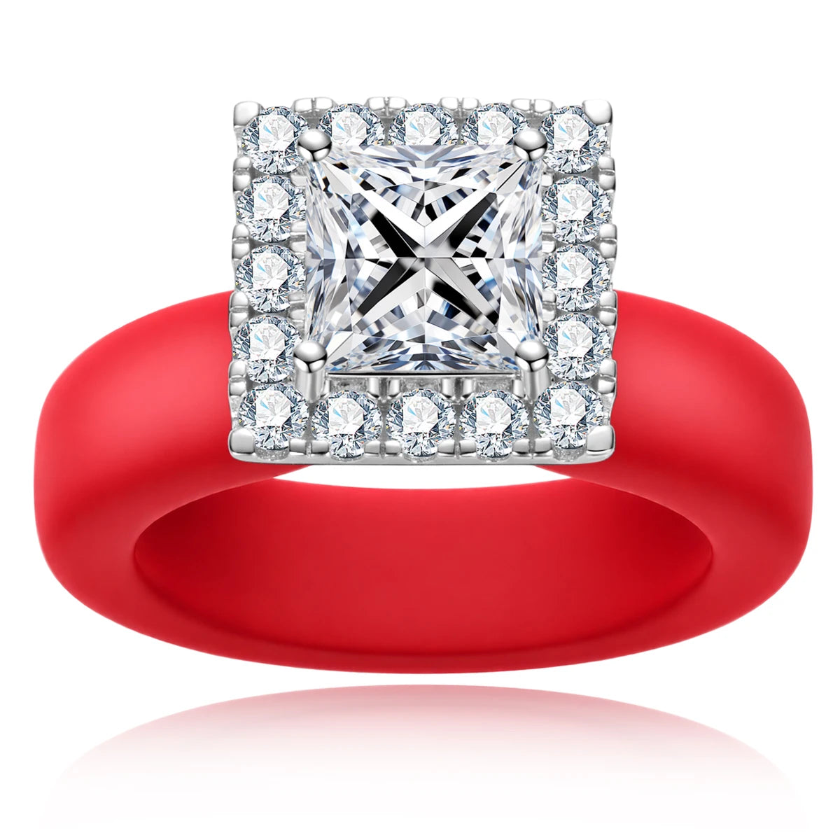 2 CT Princess Cut Moissanite Silicone Ring