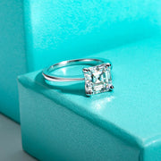 3 CT D Color Asscher Cut Moissanite Engagement Wedding Ring.