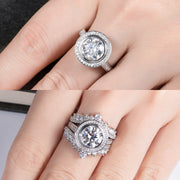 GK Moissanites 3ct D Color Moissanite Halo Engagement Wedding Ring