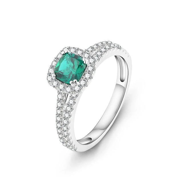 VVS 1 Cushion Cut Emerald Corundum Gemstone Ring.