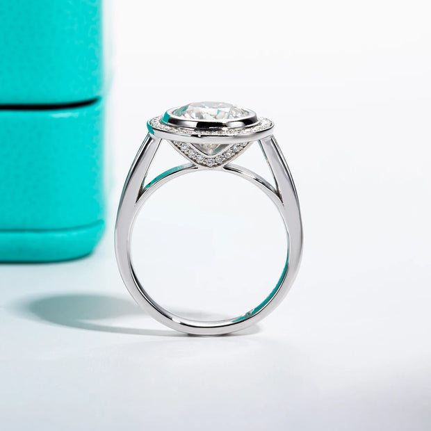 GK Moissanites 3ct D Color Moissanite Halo Engagement Wedding Ring
