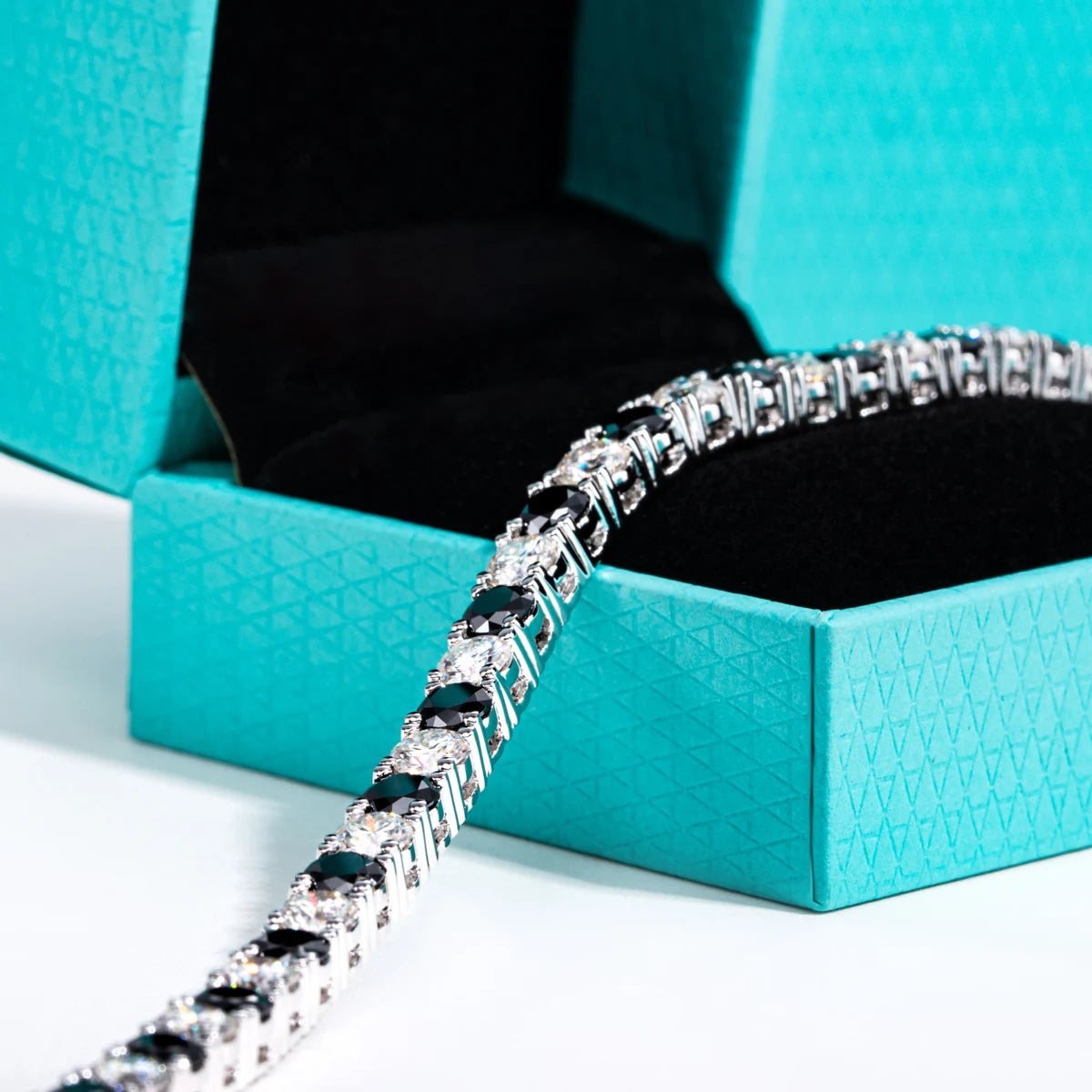 4 MM Round Cut Black Moissanite Stone Tennis Bracelet