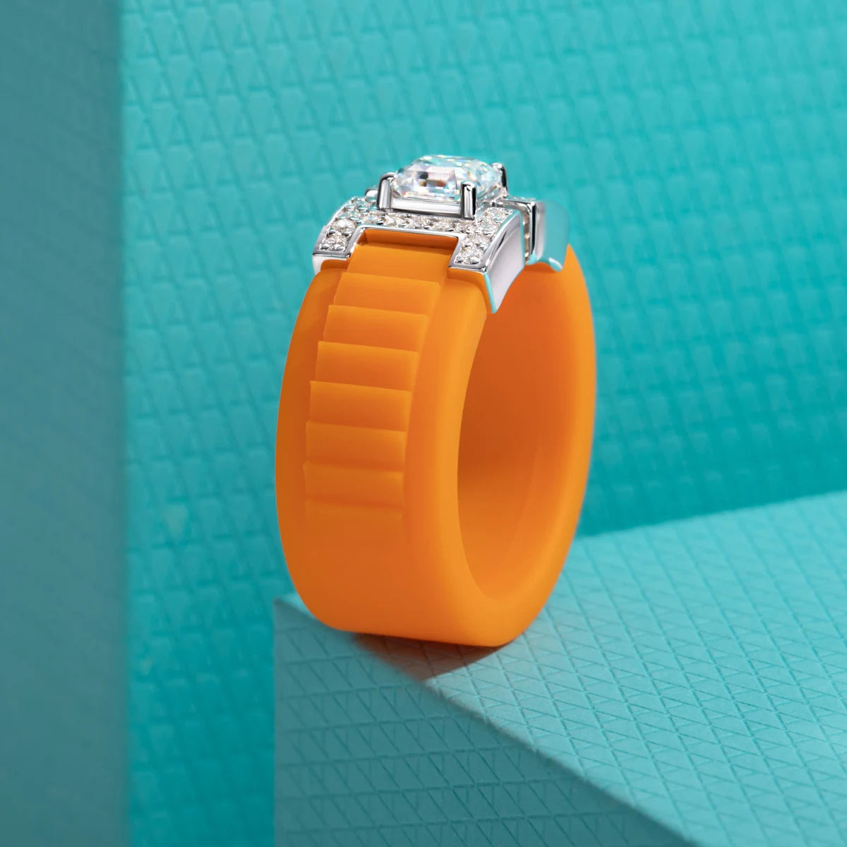 Asscher Cut Moissanite Silicone Ring