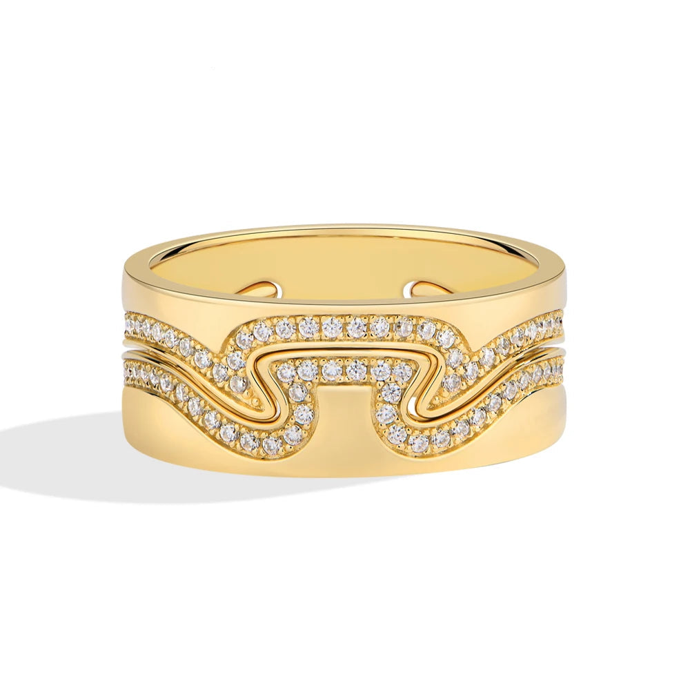 Two-Tone Wave Moissanite Statement Ring