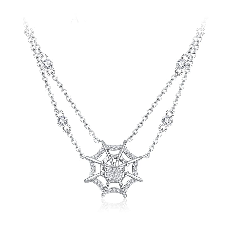 2.0MM Spider Web Design Moissanite Pendant Necklace | S925.