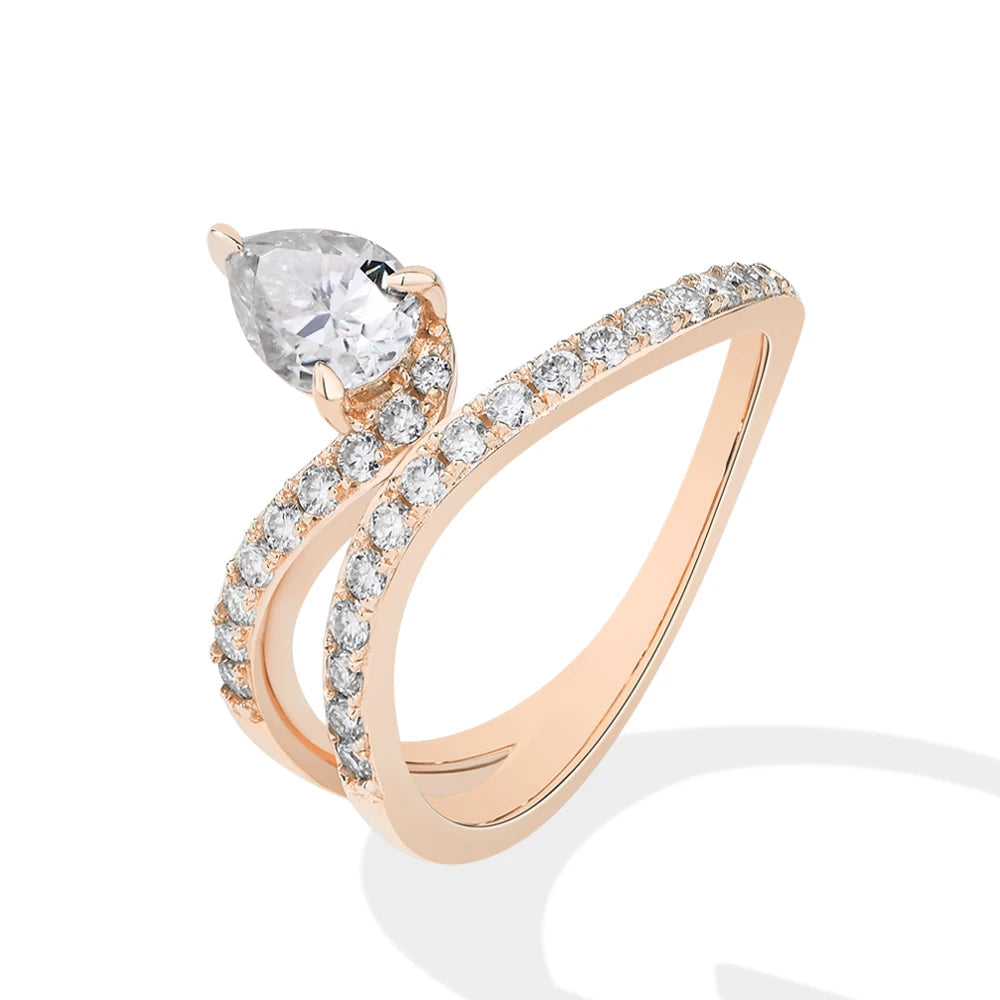 0.8 CT Pear Cut D VVS1 Moissanite Ring
