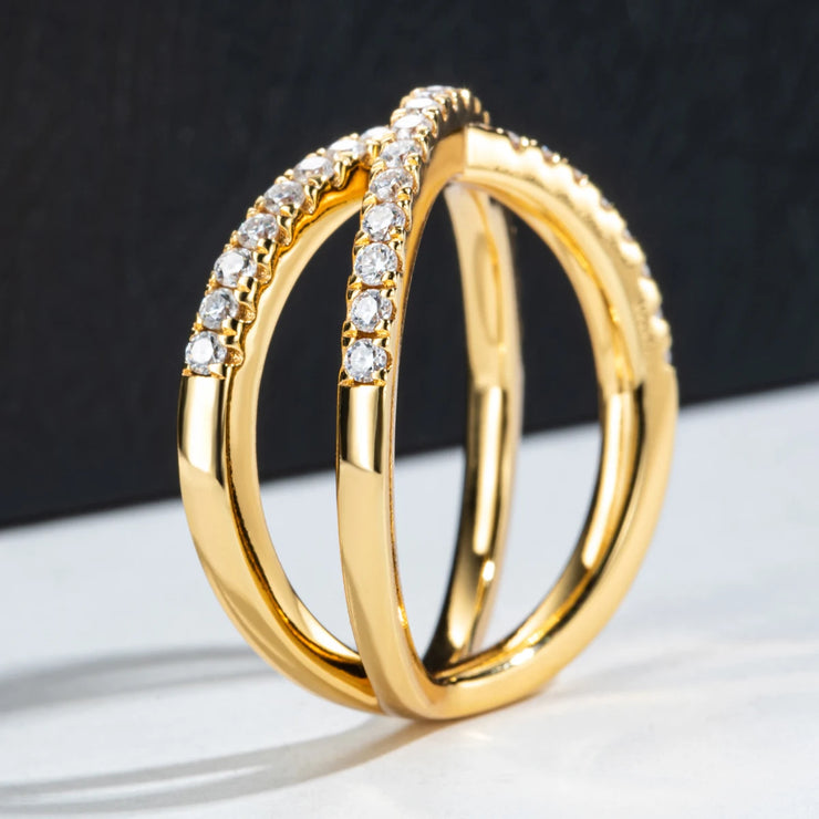1.5mm D Color Moissanite X Crossover Wedding Bands