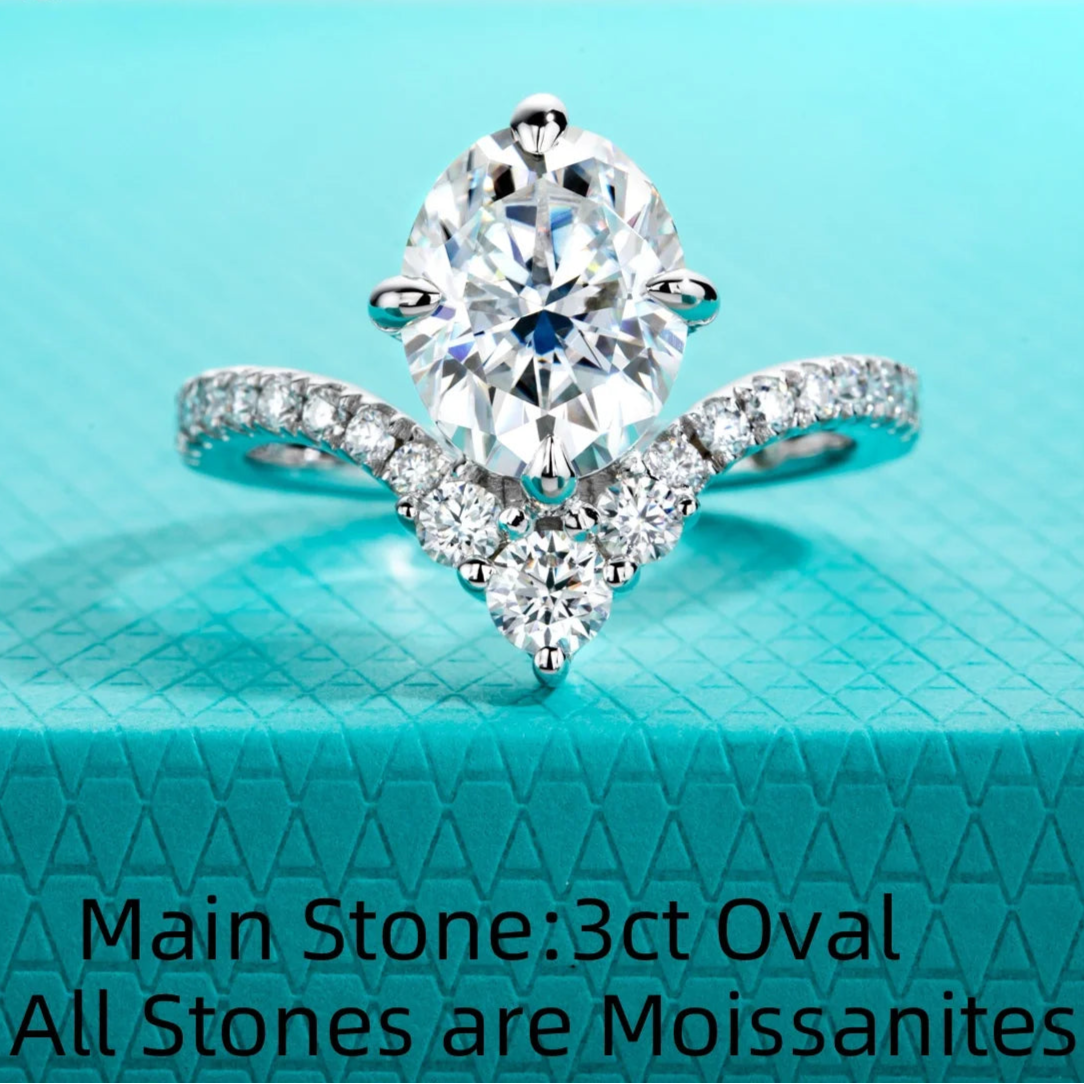 3 CT Oval Cut Moissanite Engagement Ring