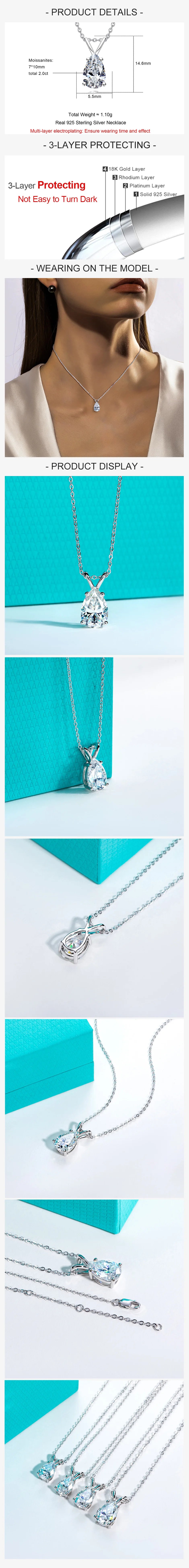 VVS1 D Color Pear Cut Moissanite Pendant Necklace