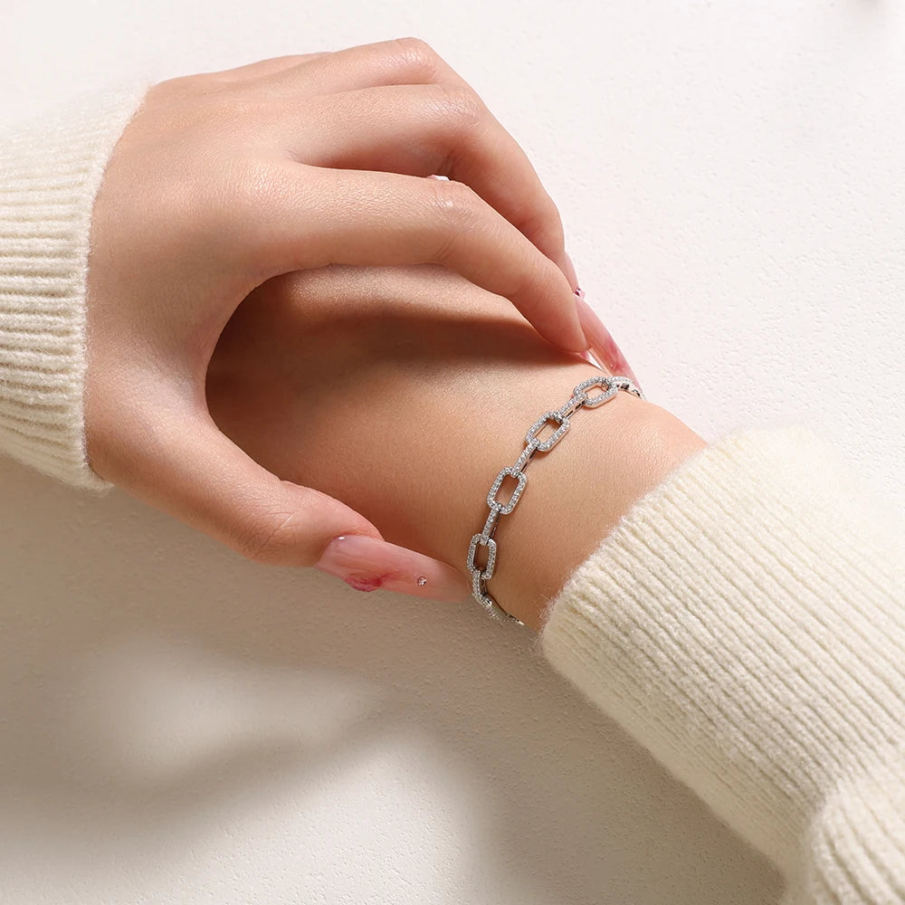 Fashion Hip Hop Moissanite Bangle Bracelet