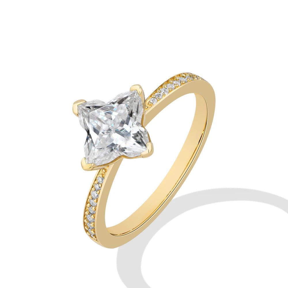 2 CT Clover Cut Moissanite Ring