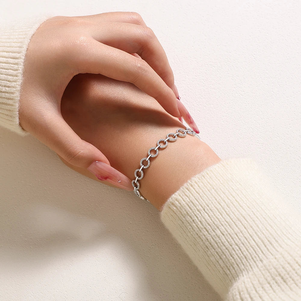 Moissanite Adjustable Punk Hoop Bracelet