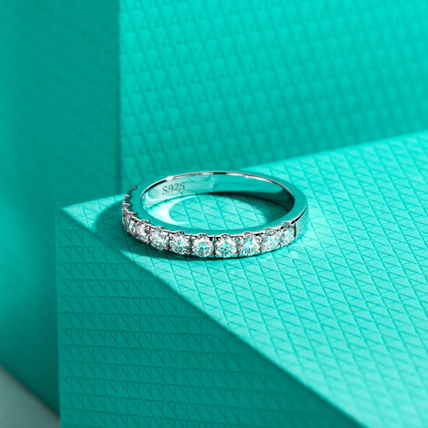 GK Moissanites 2.5mm 0.72cttw D Color Moissanite Half Band Ring