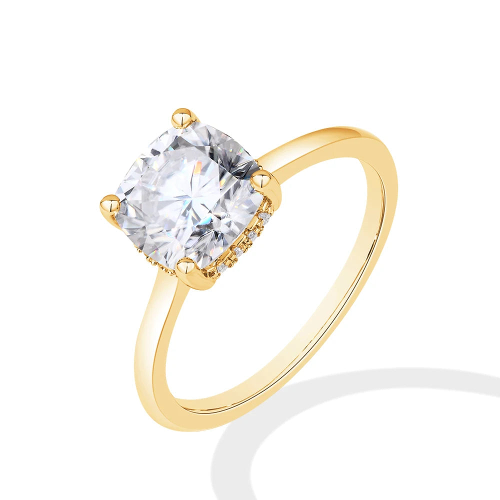 VVS1 D Color Cushion Cut Moissanite Engagement Ring