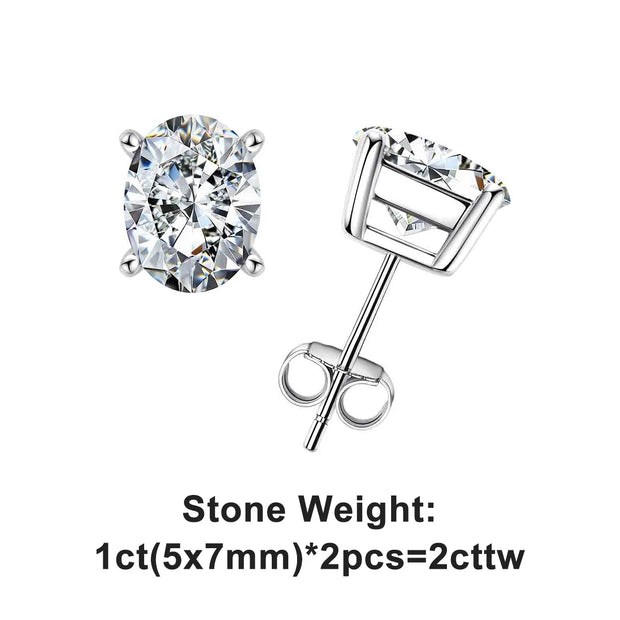 10K Gold Post Oval Cut Moissanite Stud Earrings.