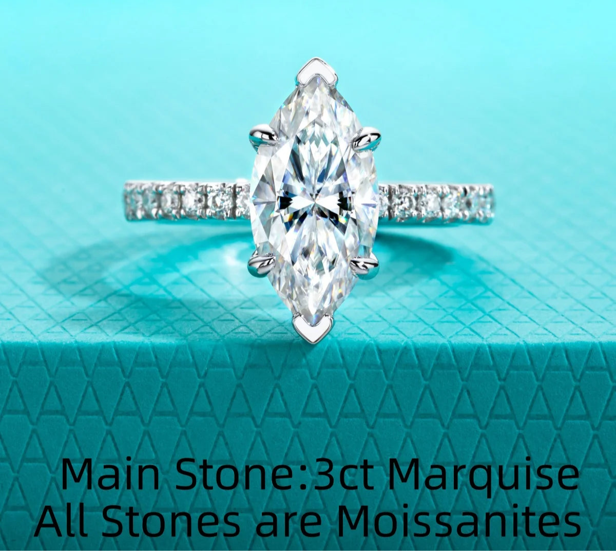 3 CT Marquise Cut Moissanite Engagement Ring