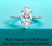 3 CT Marquise Cut Moissanite Engagement Ring