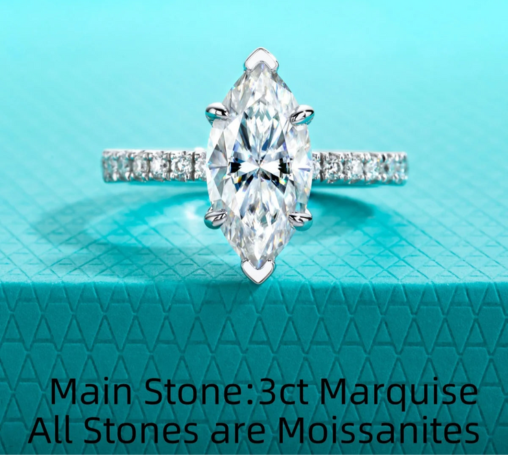 3 CT Marquise Cut Moissanite Engagement Ring