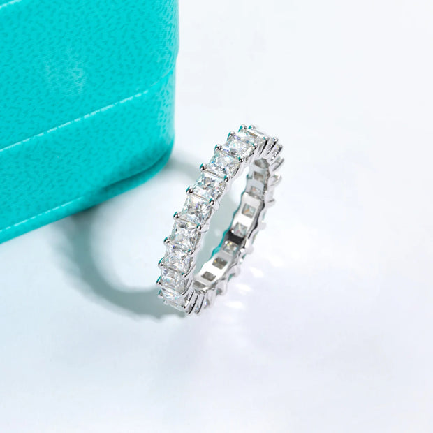 GK Moissanites 3mm Princess Cut D Color Moissanite Eternity Band