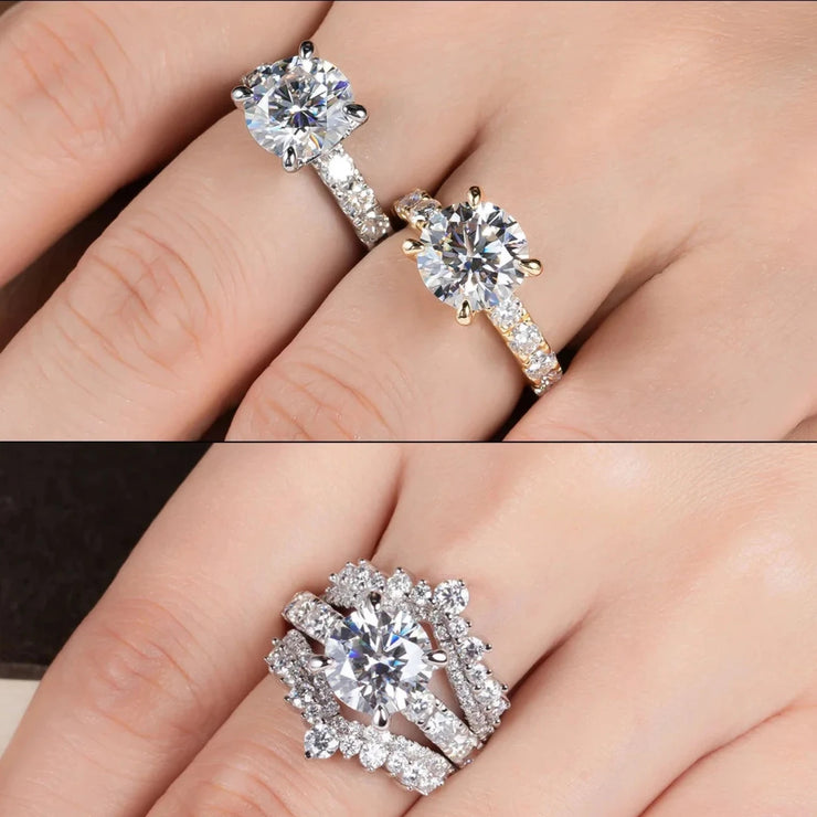 4.3CT D Color Moissanite Engagement Rings.