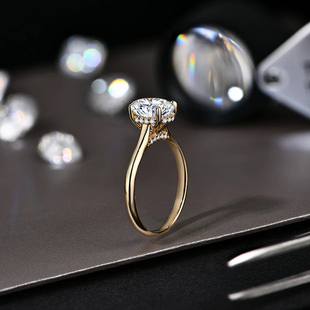 VVS1 D Color Oval Cut Moissanite Engagement Ring.