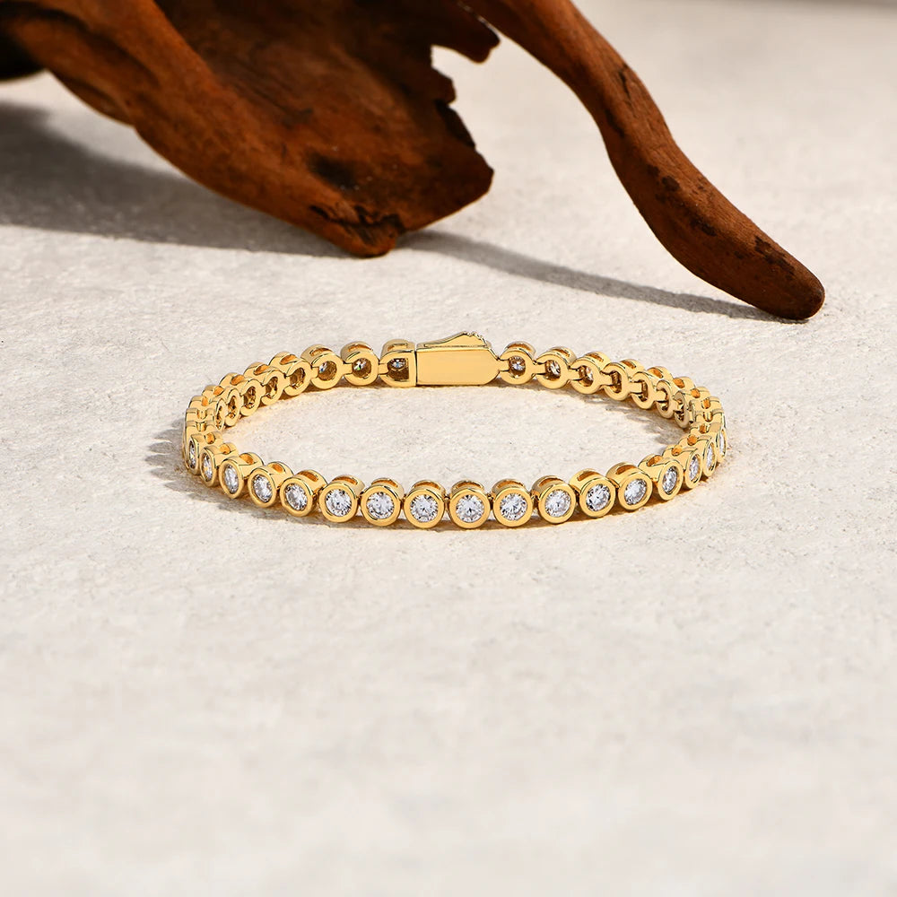 3MM Round Cut Bezel Moissanite Tennis Bracelet