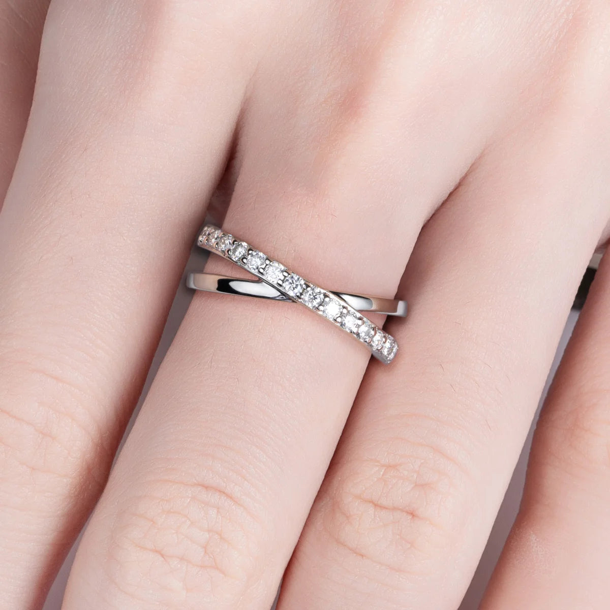 GK Moissanites 2mm D Color Moissanite Cross Band Ring