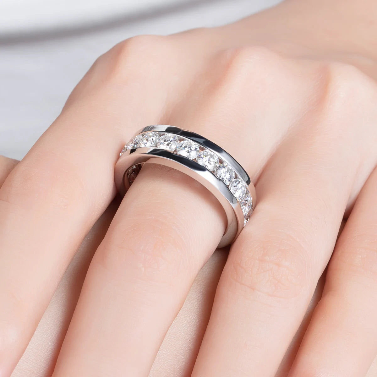 2.1 CTTW Moissanite Eternity Wedding Band