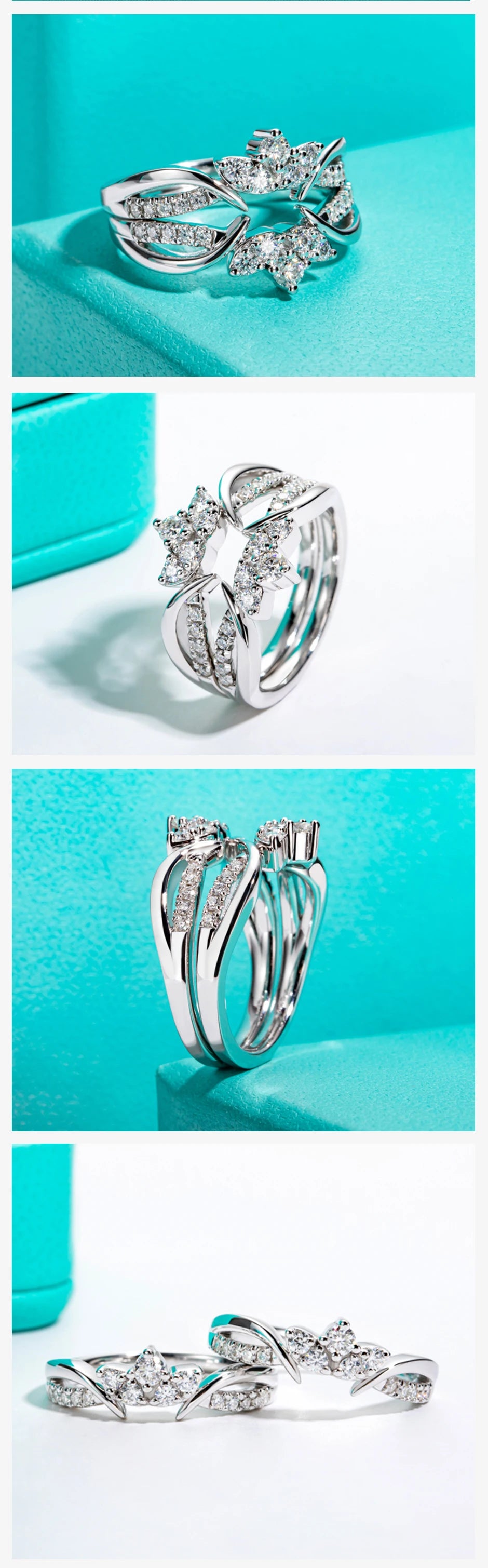 VVS1 D Color Moissanite Bridal Band Set
