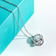 3ct D Color Moissanite Diamond Love Knot Pendant Necklace.