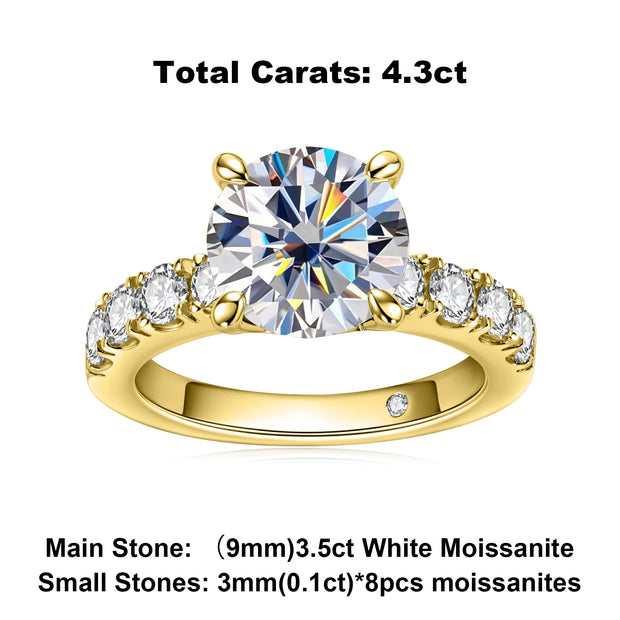 4.3CT D Color Moissanite Engagement Rings.