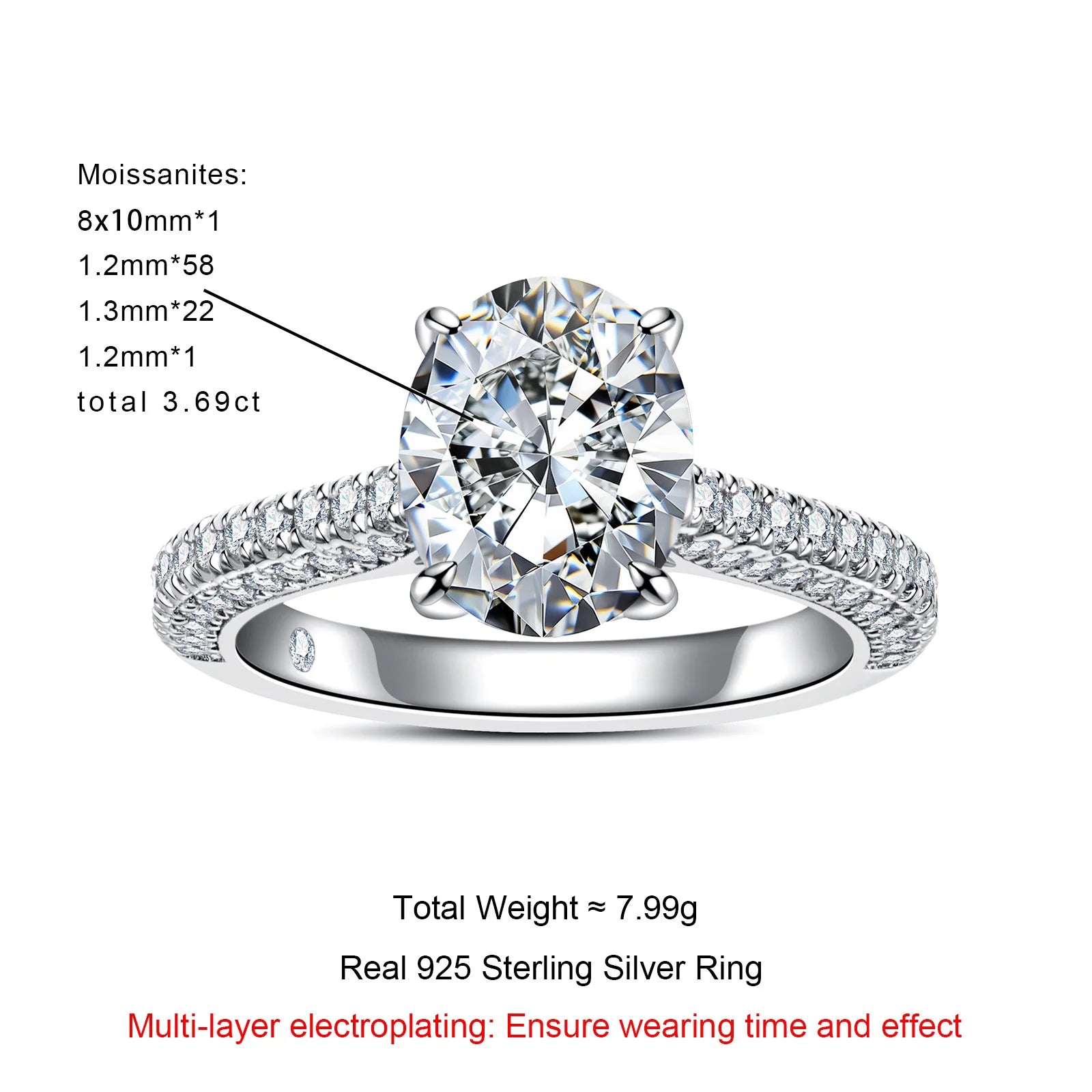 3 CT Oval Cut Moissanite Engagement Ring
