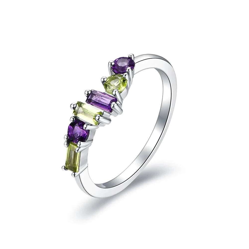 VVS 1 Natural Amethyst Peridot Ring | S925.