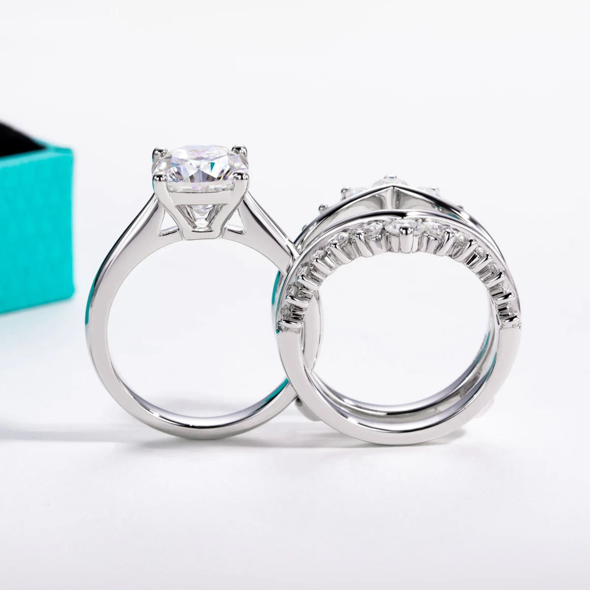3 CT Cushion Cut Moissanite Bridal Ring Set