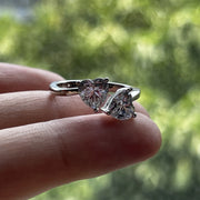 VVS1 D Color 2CT Two Stone Heart Moissanite Engagement Ring.