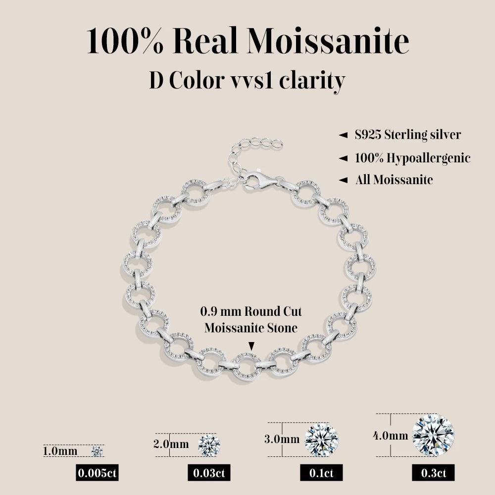 Moissanite Adjustable Punk Hoop Bracelet