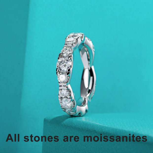 GK Moissanites 3mm/4mm D Color Moissanite Eternity Band Rings