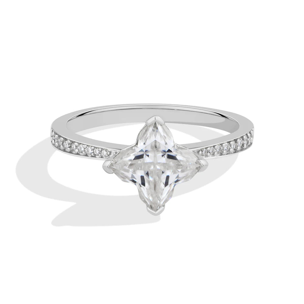 2 CT Clover Cut Moissanite Ring